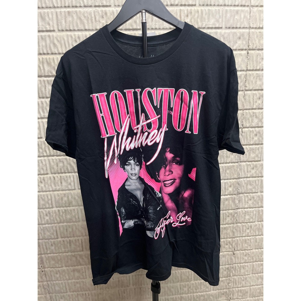 Whitney Houston Higher Lover Graphic T-Shirt Black Pink Size‎ Large MB2WHIM033